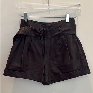 Women's Black Leather Shorts